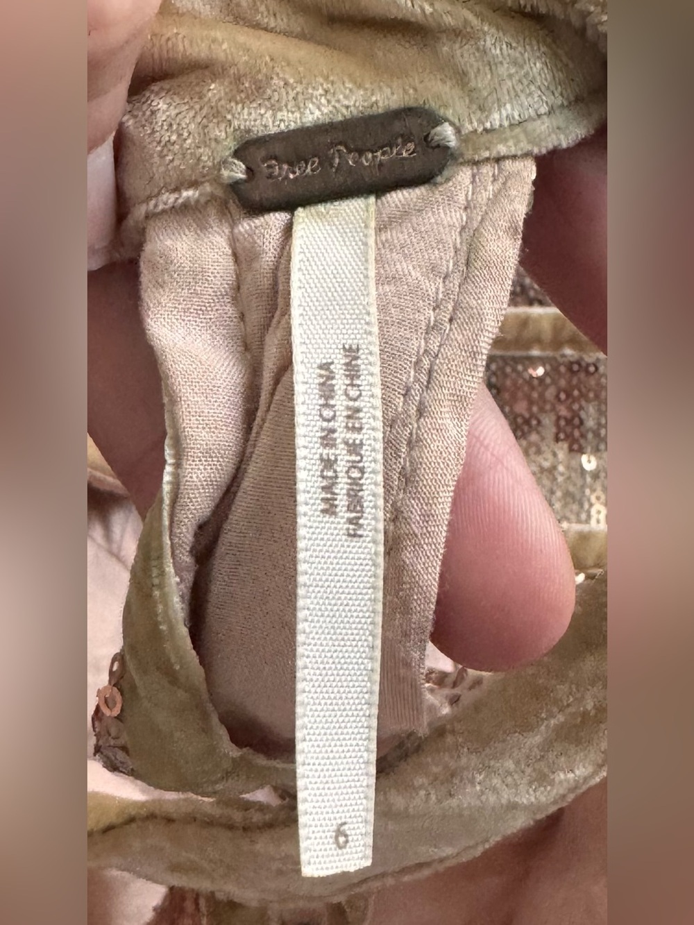 Free People Rose Gold Sequin Halter Mini Size 6 Open Back Party Cocktail Dress - Picture 7 of 10
